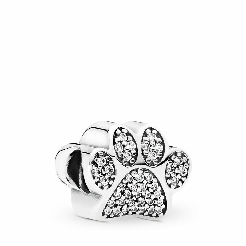 Pandora Sparkling Paw Print Charm Ireland - Sterling Silver/Cubic Zirconia - 634298HBT